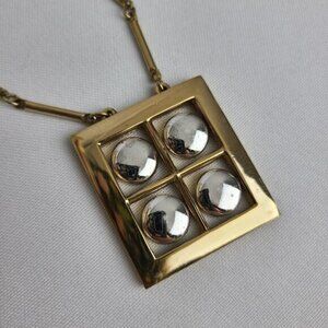 VINTAGE Artistry Necklace Gold Tone Square Pendant